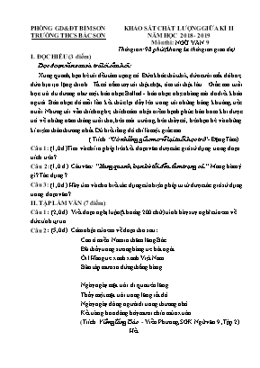 Đề khảo sát chất lượng giữa kì II môn Ngữ văn Lớp 9 - Năm học 2018-2019 - Trường THCS Bắc Sơn (Có đáp án)